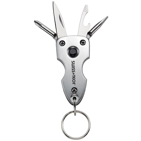 Prime-Line SWISS+TECH Key Ring Multi-Tool with LED Flashlight, 7-in-1 Tools, Use for Auto Single Pack ST60300